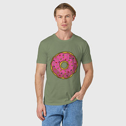 Футболка хлопковая мужская Сладкий пончик, цвет: авокадо — фото 2