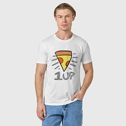 Футболка хлопковая мужская Pizza Life 1UP, цвет: белый — фото 2