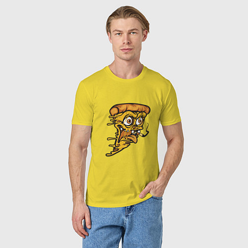 Мужская футболка Crazy Pizza / Желтый – фото 3