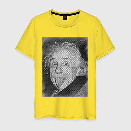 Мужская футболка Энштейн дурачится / Желтый – фото 1