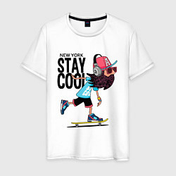 Футболка хлопковая мужская Stay cool цвета белый — фото 1