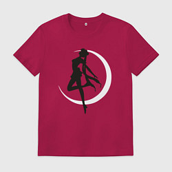 Футболка хлопковая мужская Луна, цвет: маджента