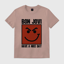 Футболка хлопковая мужская Bon Jovi: Have a nice day, цвет: пыльно-розовый