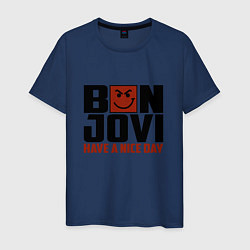 Футболка хлопковая мужская Bon Jovi: Nice day, цвет: тёмно-синий