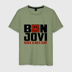Футболка хлопковая мужская Bon Jovi: Nice day, цвет: авокадо