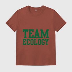 Футболка хлопковая мужская Команда экологов, цвет: кирпичный