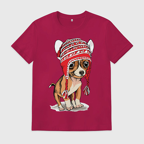 Мужская футболка Чихуахуа в шапочке / Маджента – фото 1