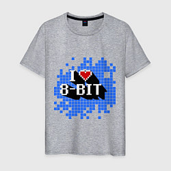 Футболка хлопковая мужская I love 8 bit, цвет: меланж