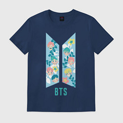Футболка хлопковая мужская BTS Army Floral, цвет: тёмно-синий