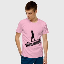 Футболка хлопковая мужская Street WorkOut цвета светло-розовый — фото 2