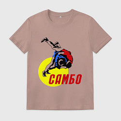 Футболка хлопковая мужская Спортивное самбо, цвет: пыльно-розовый