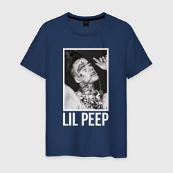 Футболка хлопковая мужская Lil Peep: White Style, цвет: тёмно-синий