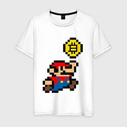 Футболка хлопковая мужская Mario Bitcoin, цвет: белый