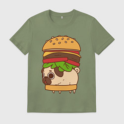 Футболка хлопковая мужская Мопс-бургер, цвет: авокадо