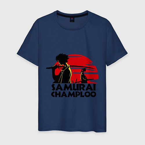 Мужская футболка Самурай Champloo закат / Тёмно-синий – фото 1