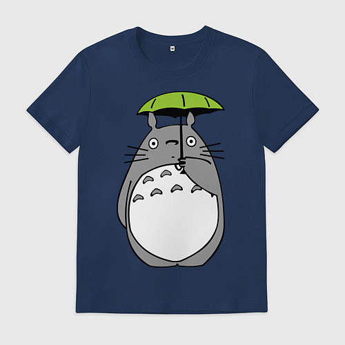 Мужская футболка Totoro с зонтом / Тёмно-синий – фото 1