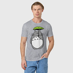 Футболка хлопковая мужская Totoro с зонтом, цвет: меланж — фото 2