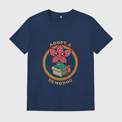 Футболка хлопковая мужская Adopt a Demodog, цвет: тёмно-синий