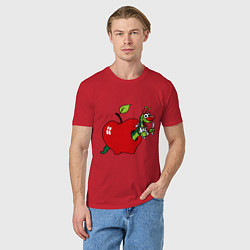 Футболка хлопковая мужская Яблочко с червячком, цвет: красный — фото 2