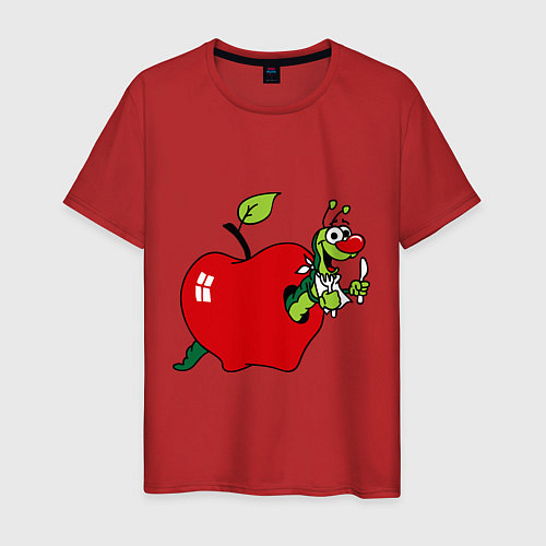 Мужская футболка Яблочко с червячком / Красный – фото 1
