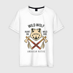 Футболка хлопковая мужская Wild Wolf, цвет: белый