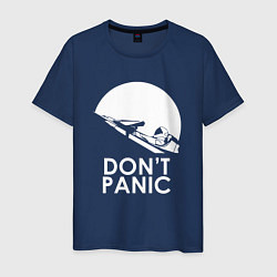 Футболка хлопковая мужская Elon: Don't Panic, цвет: тёмно-синий