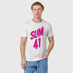 Футболка хлопковая мужская Sum 41: Pink style, цвет: белый — фото 2