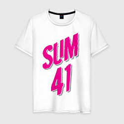 Футболка хлопковая мужская Sum 41: Pink style, цвет: белый