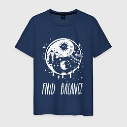 Футболка хлопковая мужская Find Balance, цвет: тёмно-синий