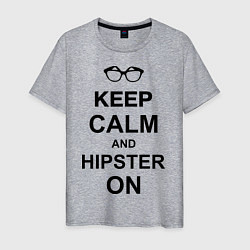 Футболка хлопковая мужская Keep Calm & Hipster on, цвет: меланж