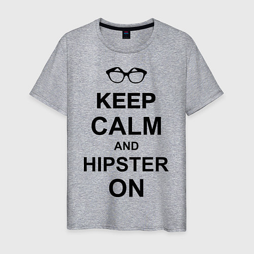 Мужская футболка Keep Calm & Hipster on / Меланж – фото 1