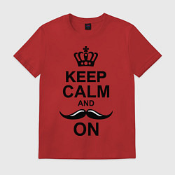Футболка хлопковая мужская Keep Calm & Mustache On, цвет: красный