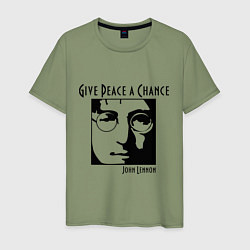Футболка хлопковая мужская Give Peace a Chance, цвет: авокадо