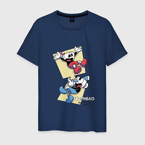 Мужская футболка Cuphead Friends / Тёмно-синий – фото 1