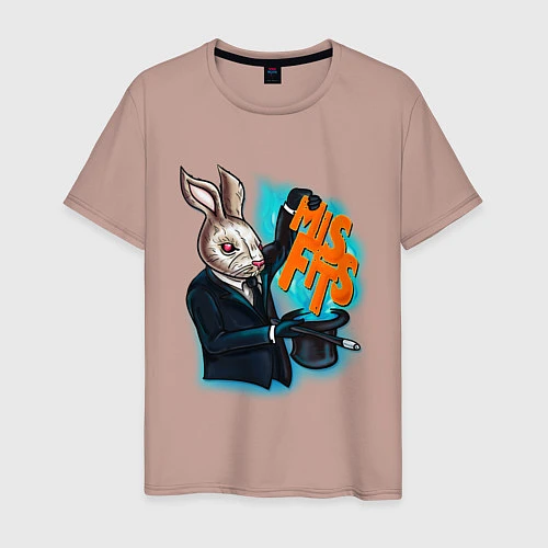 Мужская футболка Rabbit magician / Пыльно-розовый – фото 1