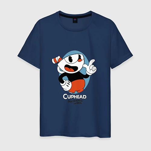 Мужская футболка Cuphead Mugman / Тёмно-синий – фото 1