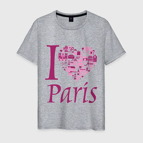 Мужская футболка I love Paris / Меланж – фото 1