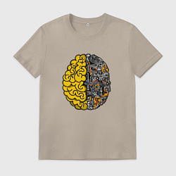 Футболка хлопковая мужская Мозг инженера, цвет: миндальный