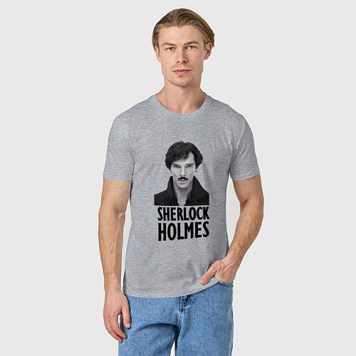 Мужская футболка Sherlock Holmes / Меланж – фото 3