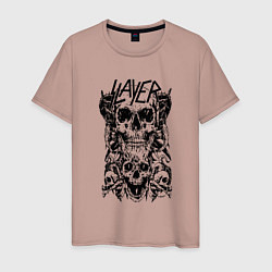 Футболка хлопковая мужская Slayer Skulls, цвет: пыльно-розовый