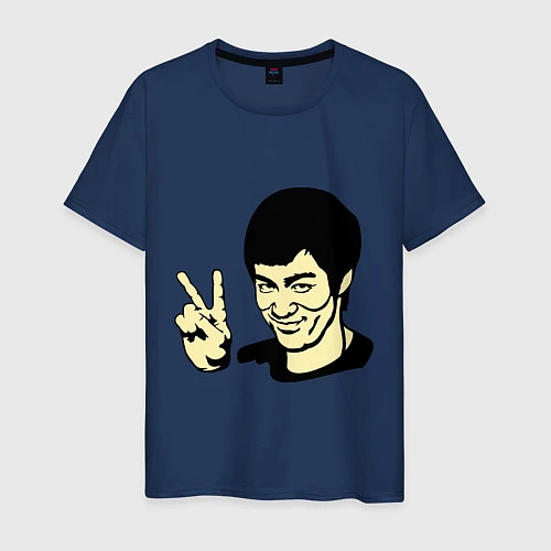 Мужская футболка Позитивный Брюс Ли / Тёмно-синий – фото 1