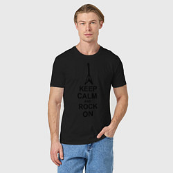 Футболка хлопковая мужская Keep Calm & Rock On, цвет: черный — фото 2