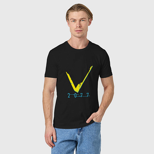 Мужская футболка Cyberpunk 2077: V / Черный – фото 3