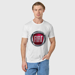 Футболка хлопковая мужская FIAT logo, цвет: белый — фото 2
