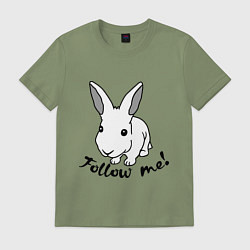 Футболка хлопковая мужская Rabbit: follow me, цвет: авокадо