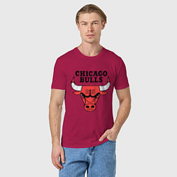 Футболка хлопковая мужская Chicago Bulls, цвет: маджента — фото 2
