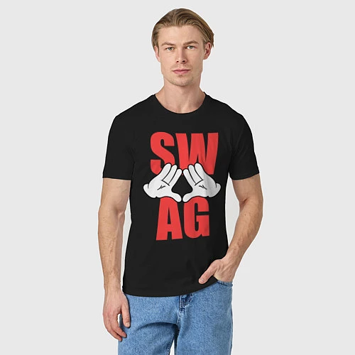 Мужская футболка SWAG Hands / Черный – фото 3