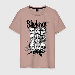 Футболка хлопковая мужская Slipknot Faces, цвет: пыльно-розовый