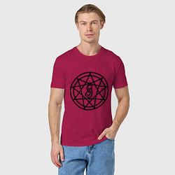 Футболка хлопковая мужская Slipknot Pentagram, цвет: маджента — фото 2