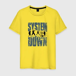 Футболка хлопковая мужская System of a Down большое лого, цвет: желтый